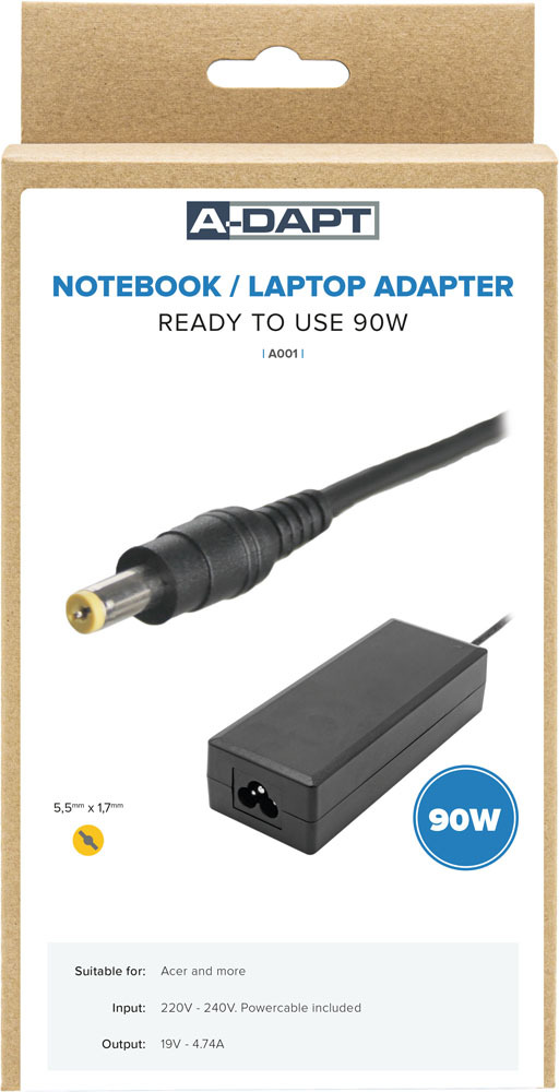 A-Dapt notebook adapter 5.5 x 1.7mm A001