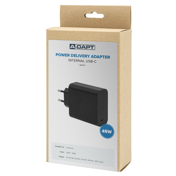 A-Dapt Thuislader Power Delivery USB-C 45W zwart