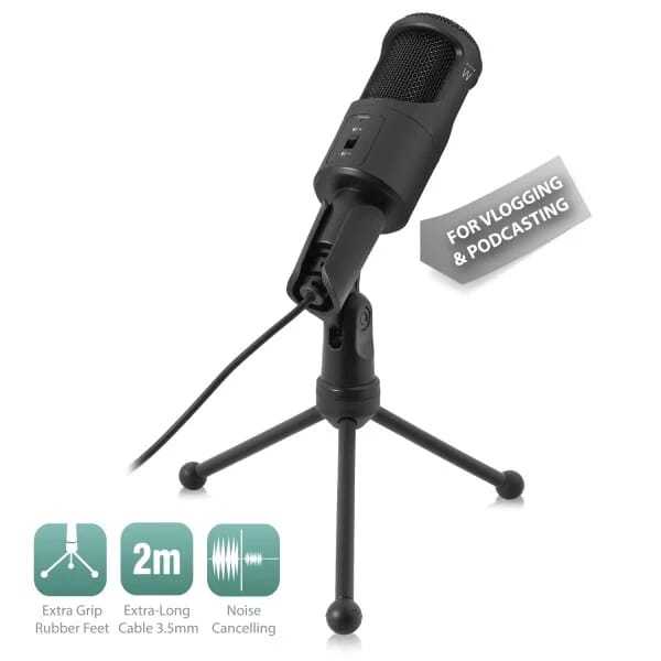 Ewent Mini Tripod Multimedia Microfoon met NC - Zwart